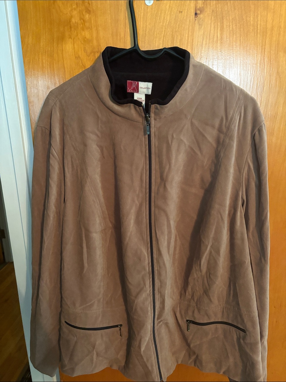 JM Collection Brown Lightweight Zip-Front Jacket